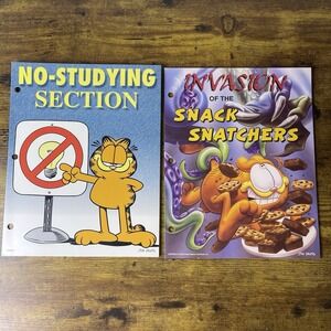Vtg Lot Of 2 Garfield Mead School Folder Jim Davis Portfolio Invasion Snack